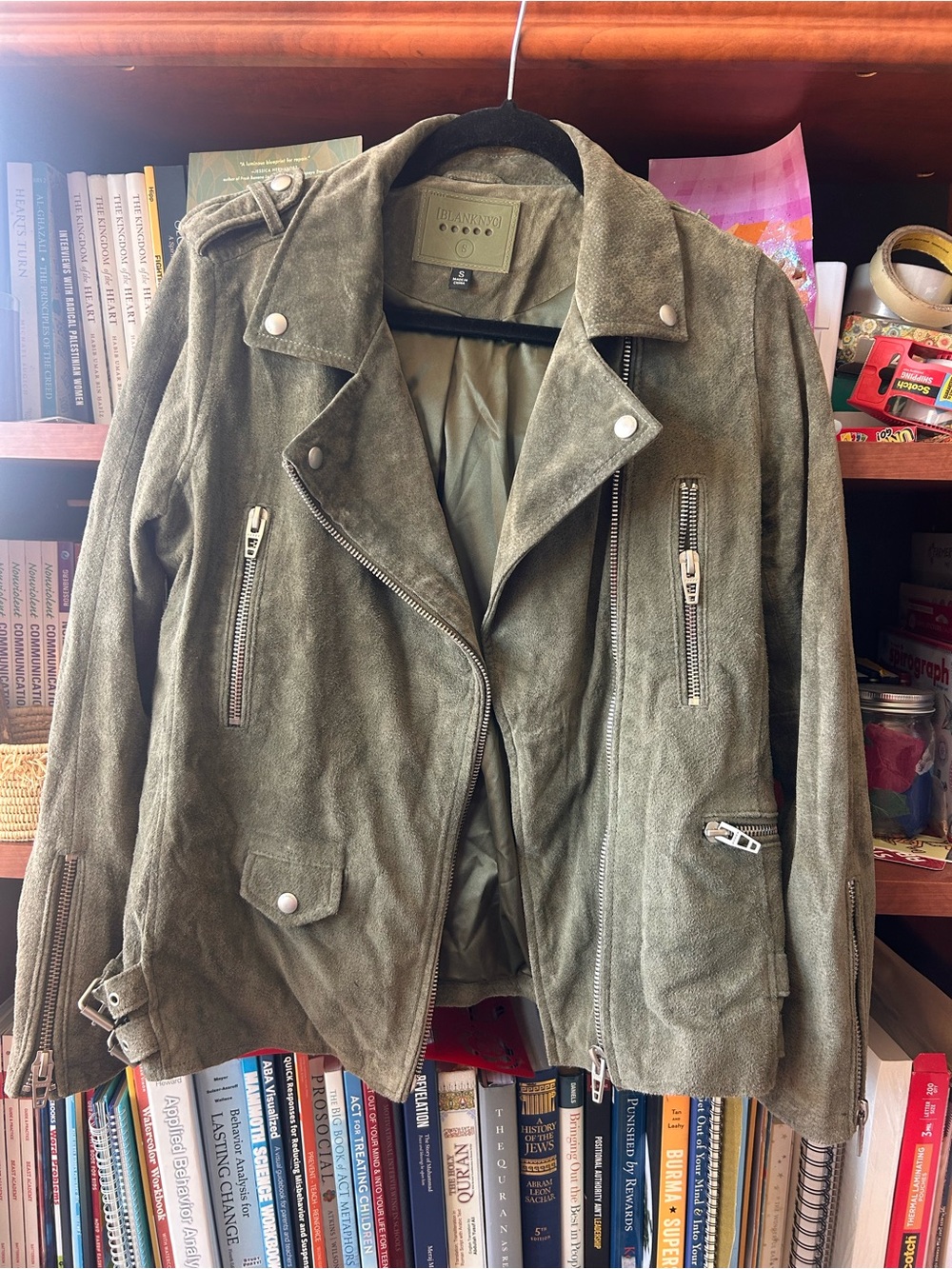 Blank NYC Olive Suede Moto Jacket